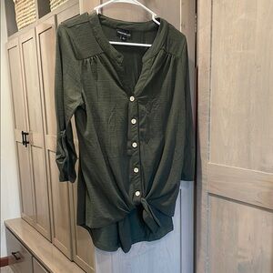 Women’s Olive Green Button-Up Top